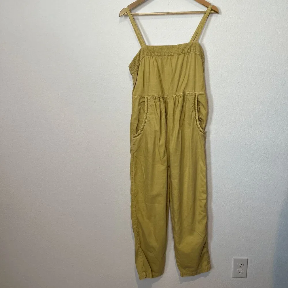 Anthropologie Postmark Limeade Cotton Linen Equinox Jumpsuit Women's Size Small
